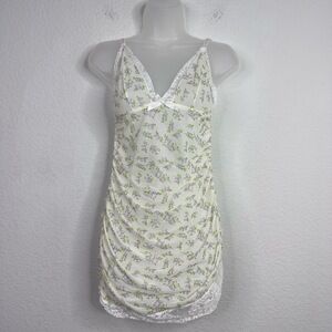 Womens M White Floral Lace Chemise Lingerie Y2K Romantic Coquette Cottagecore